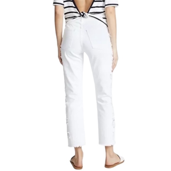 NWT 3 x 1 White Boyfriend Higher Ground Ripped Crop Jeans - Picture 4 of 12